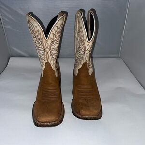 LIBERTY BLACK WOMEN'S EMBROIDERED LEAF WESTERN BOOT - BROAD SQUARE TOE